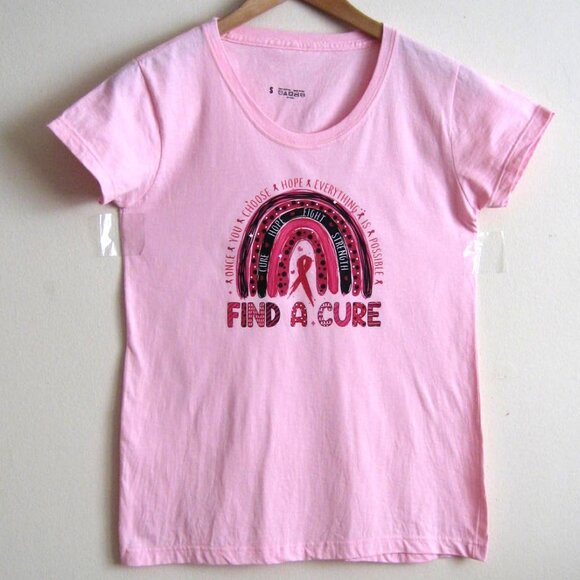 Breast Cancer Awareness 'Find A Cure ' T Shirt, Pink, Small, New w/Gift - Picture 1 of 4